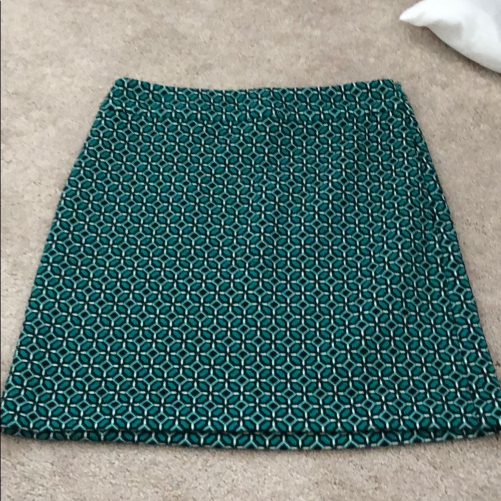 LOFT Turquoise Geometric Cotton Skirt